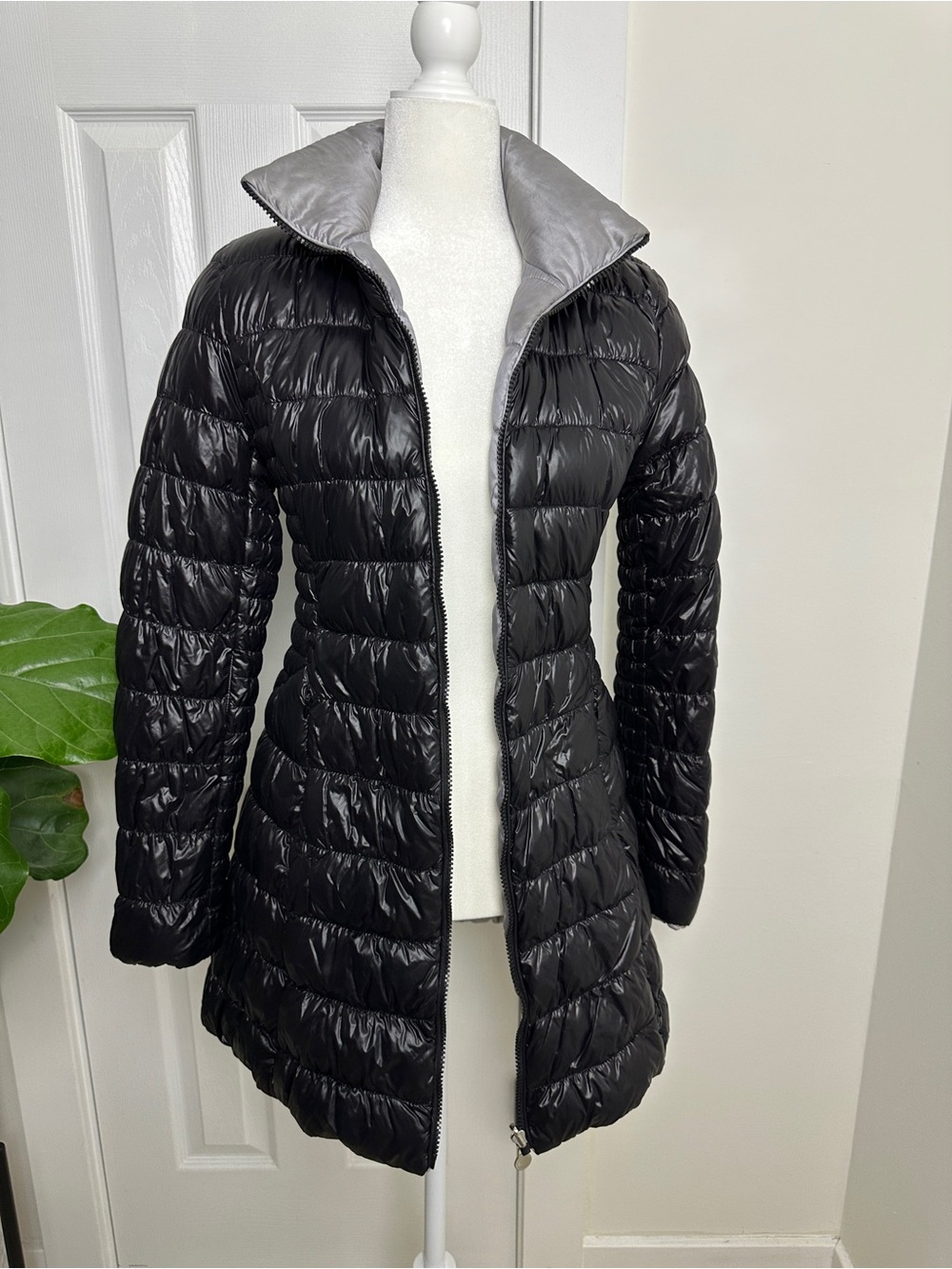 Laundry By Shelli Segal Black Reversible-Look Quilted Puffer Jacket